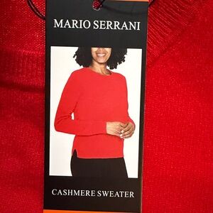 Mario Serrani Vibrant Red Crewneck Cashmere Sweater XXL NWT